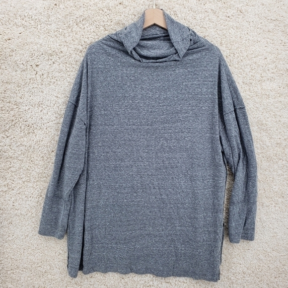 WE the Free Free People women US Medium grey turtleneck shirt oversized fit knit - Picture 3 of 8